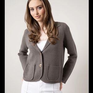 Cyrus Taupe Knit Blazer with Patch Pockets